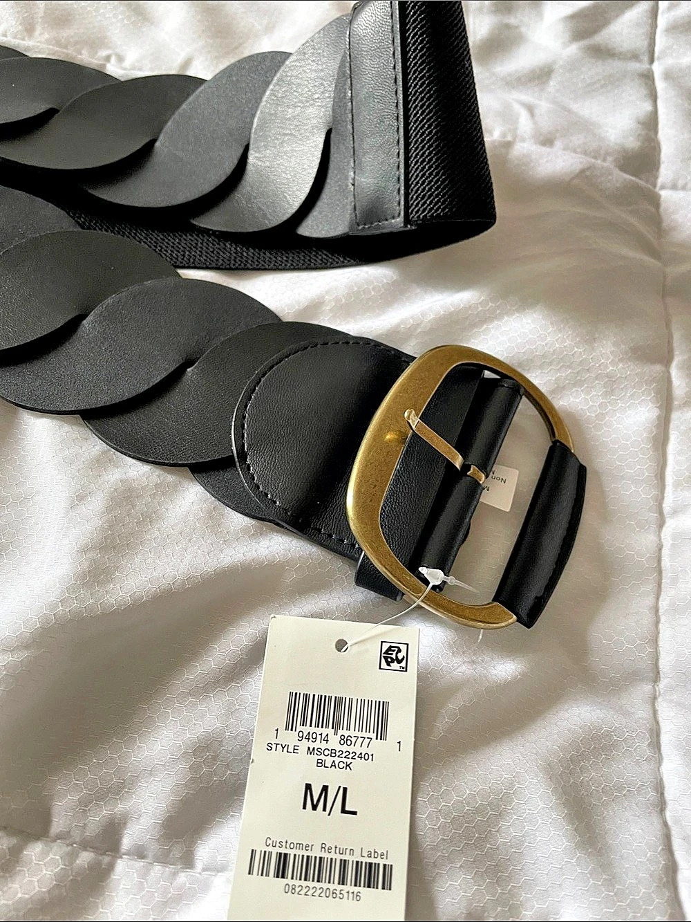 Style&Co Belt with Circle Links in Black M/L NWT